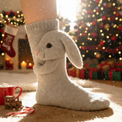 Cute 3D Knit Animal Socks — Unisex Bunny, Handmade