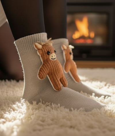 Cute 3D Knit Animal Socks — Unisex Cattle Cow, Handmade
