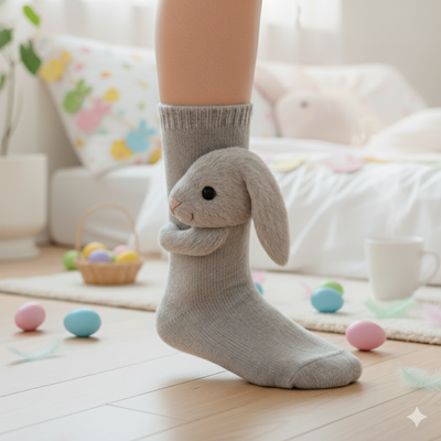 Cute 3D Knit Animal Socks — Unisex Bunny, Handmade