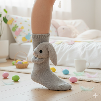 Cute 3D Knit Animal Socks — Unisex Bunny, Handmade