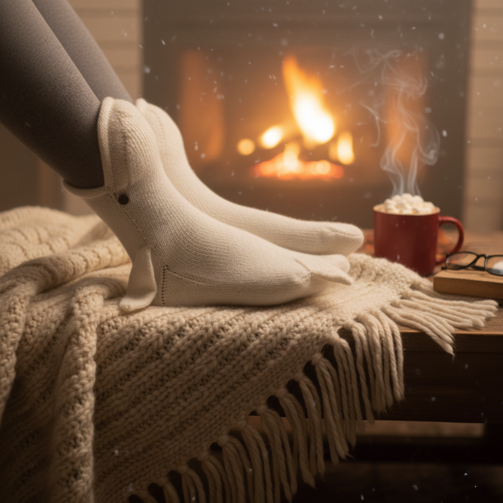 Cute 3D Knit Animal Socks — Unisex White Whale, Handmade