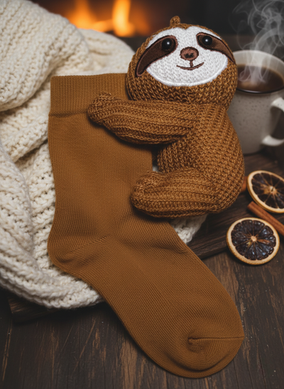 Cute 3D Knit Animal Socks — Unisex Sloth V2, Handmade