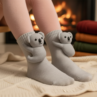 Cute 3D Knit Animal Socks — Unisex Koala, Handmade