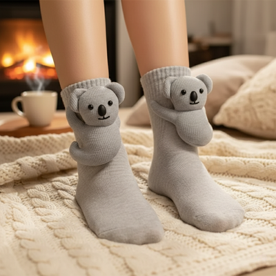 Cute 3D Knit Animal Socks — Unisex Koala, Handmade