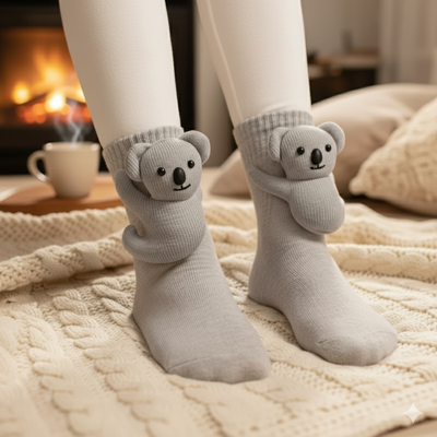 Cute 3D Knit Animal Socks — Unisex Koala, Handmade