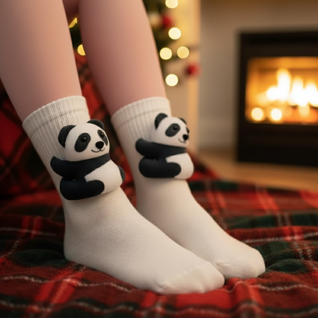 Cute 3D Knit Animal Socks — Unisex Panda V2 , Handmade