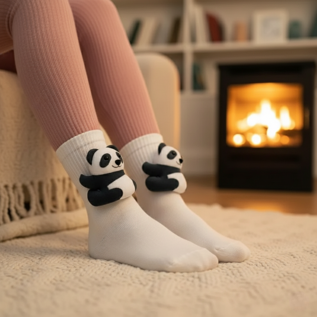 Cute 3D Knit Animal Socks — Unisex Panda V2 , Handmade
