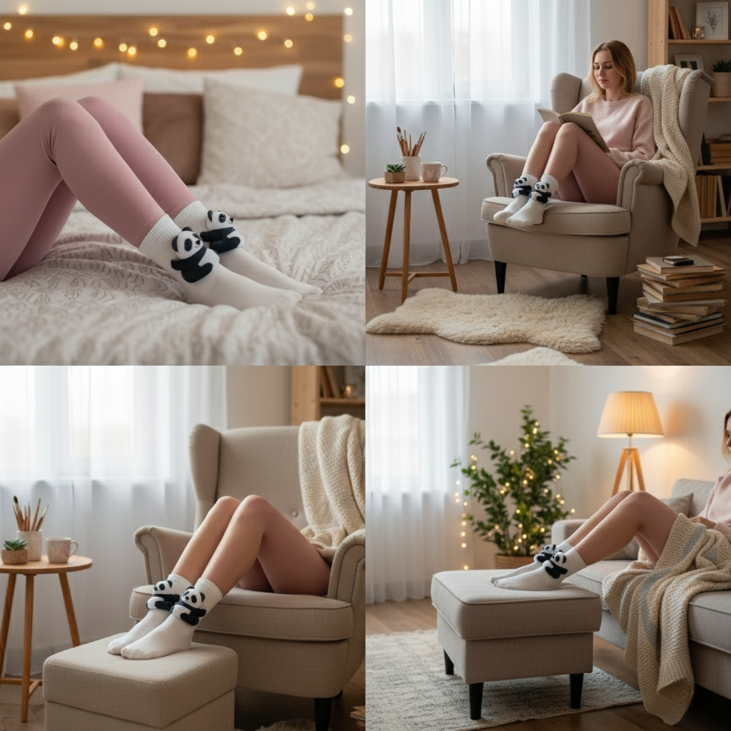 Cute 3D Knit Animal Socks — Unisex Panda V2 , Handmade