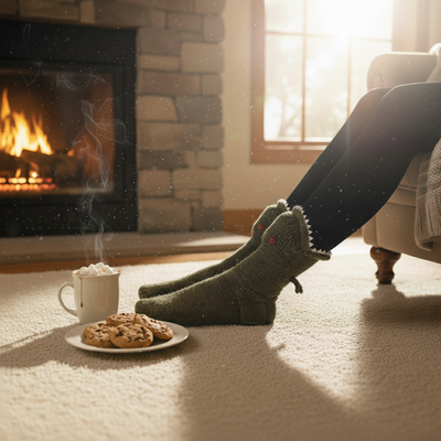 Cute 3D Knit Animal Socks — Unisex T-Rex Dinosaur, Handmade