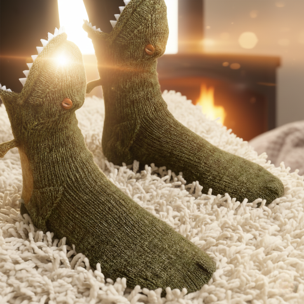 Cute 3D Knit Animal Socks — Unisex T-Rex Dinosaur, Handmade