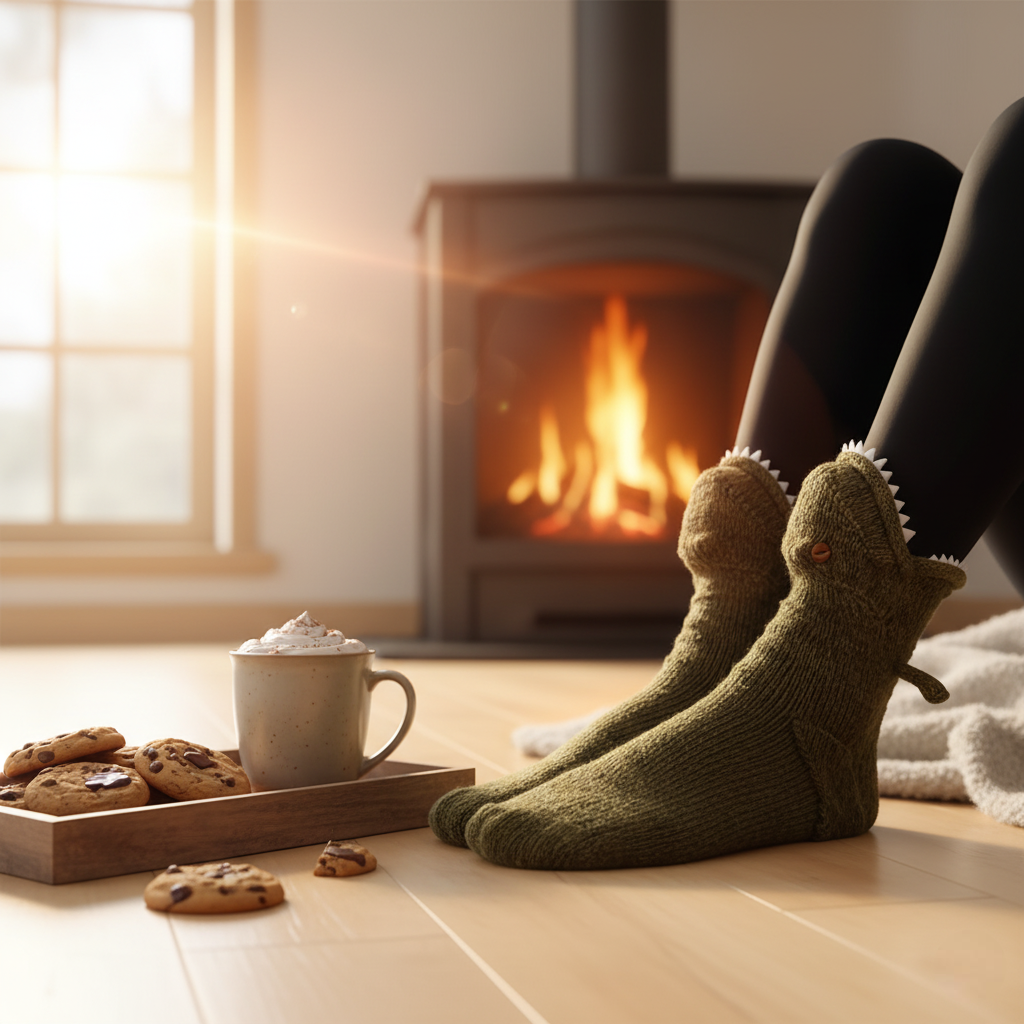 Cute 3D Knit Animal Socks — Unisex T-Rex Dinosaur, Handmade