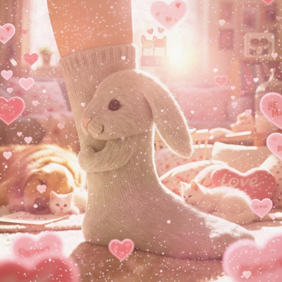 Cute 3D Knit Animal Socks — Unisex Bunny, Handmade