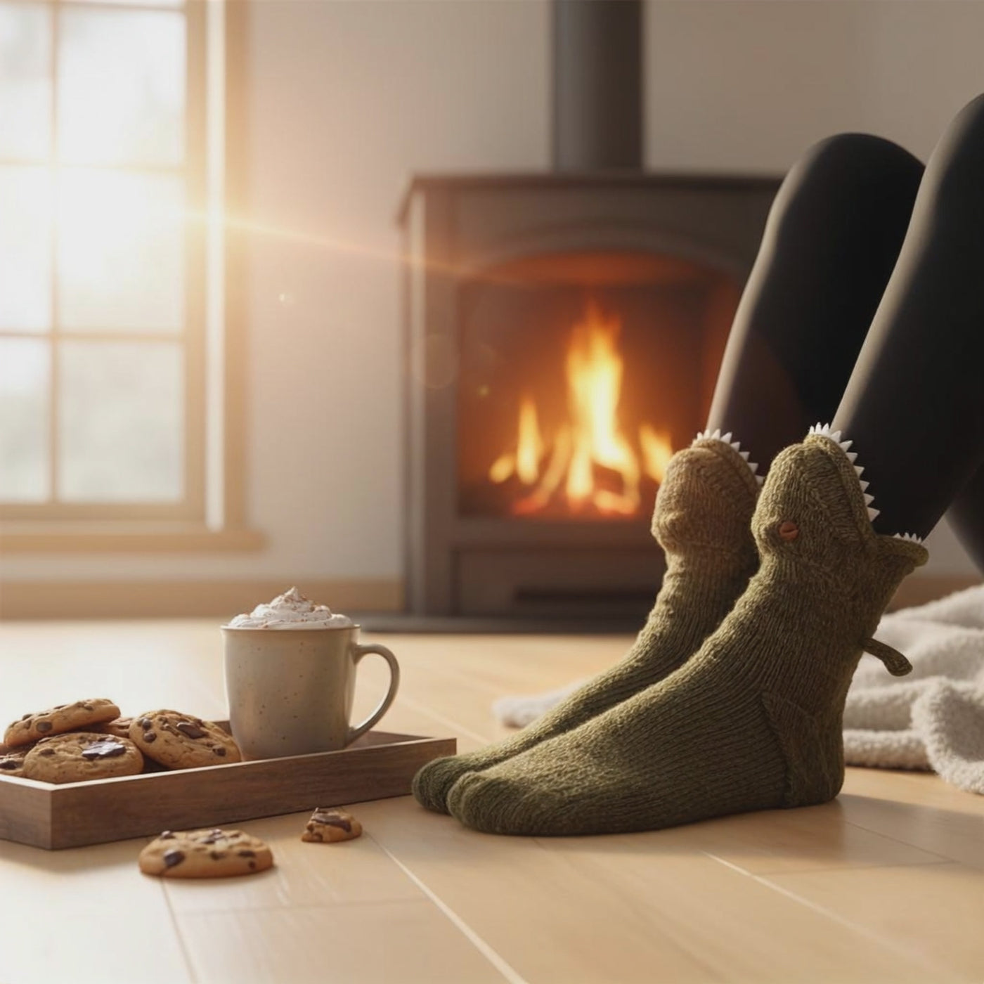 Cute 3D Knit Animal Socks — Unisex T-Rex Dinosaur, Handmade