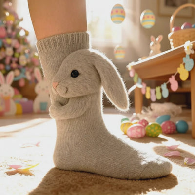 Cute 3D Knit Animal Socks — Unisex Bunny, Handmade