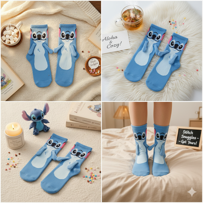 Funny cartoon magnet socks connected together by magnetic hands