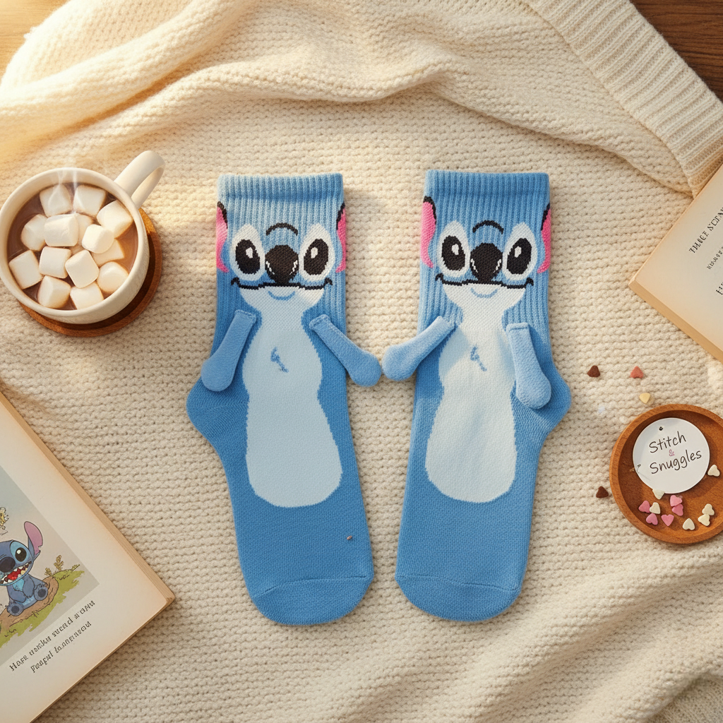 Handmade Stitch-inspired socks with premium soft cotton blend